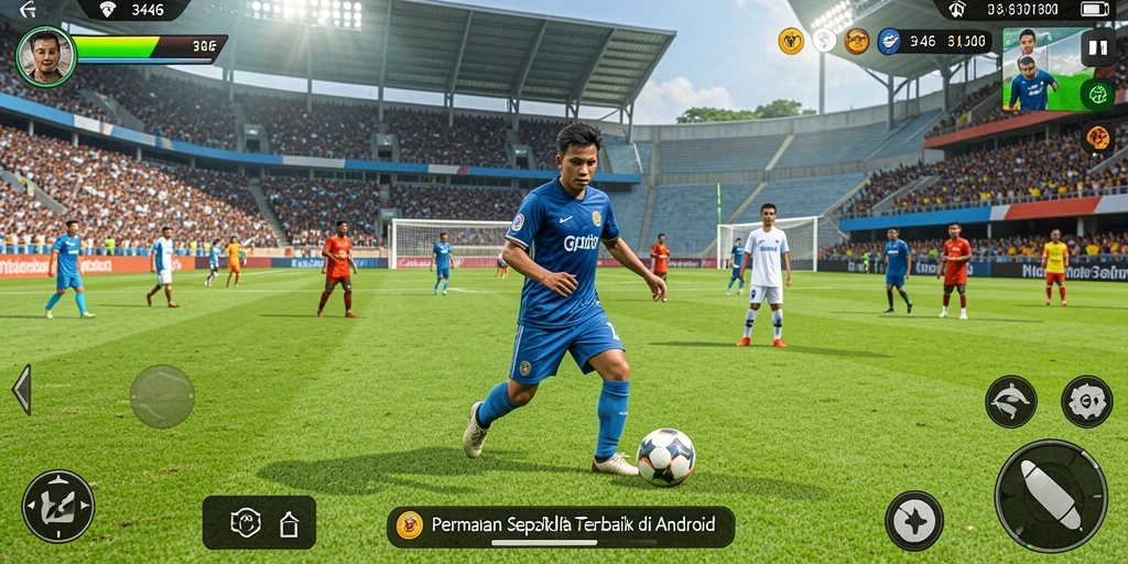 Tampilan gameplay <strong>3446</strong> yang menegangkan di lapangan sepak bola.