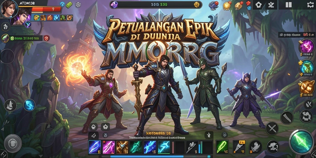 Screenshot ATOM138 menampilkan aksi pertempuran seru di dunia MMORPG.