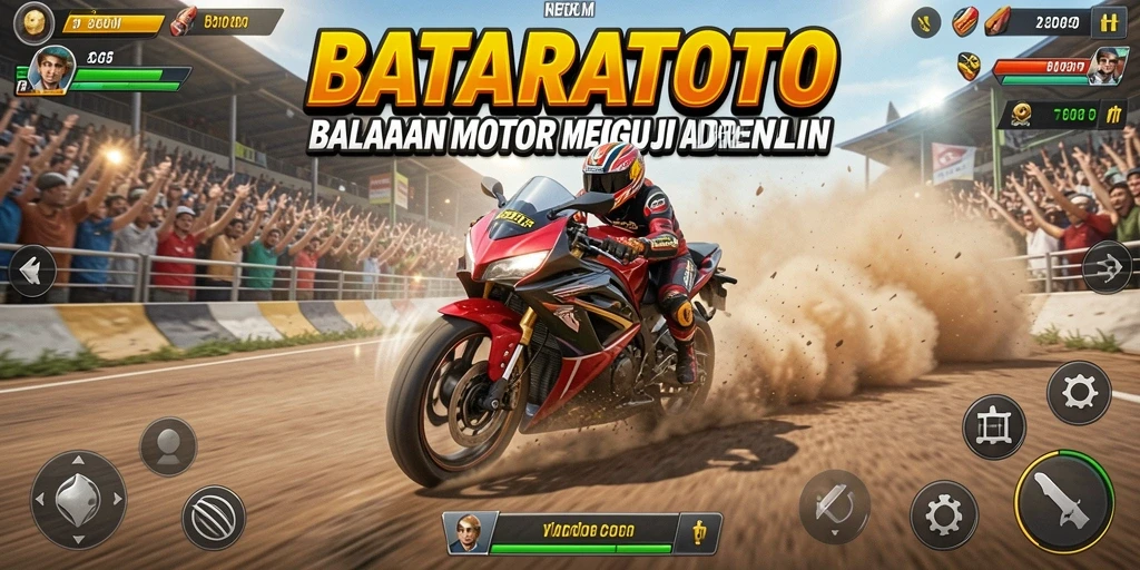 Tampilan gameplay menegangkan dalam balapan motor di BATARATOTO.
