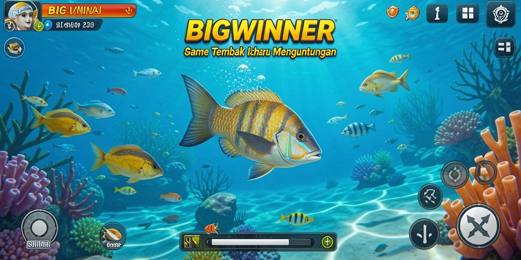 Tangkapan layar gameplay BIGWINNER dengan aksi Tembak Ikan yang mendebarkan.