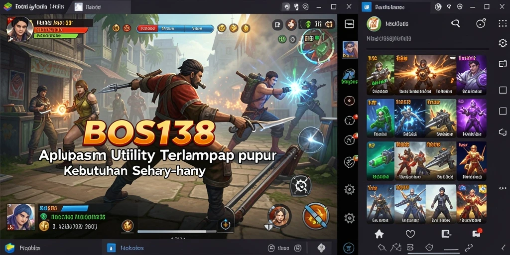 Tampilan utama aplikasi BOS138 menampilkan alat bantu utility.