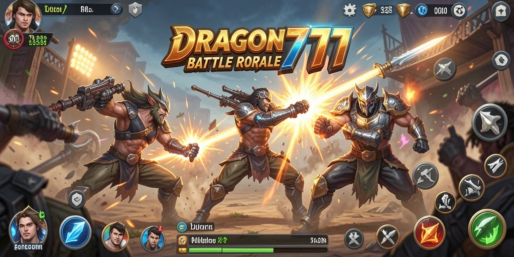 Tangkapan layar gameplay DRAGON777 menampilkan aksi seru dari pertarungan Battle Royale.