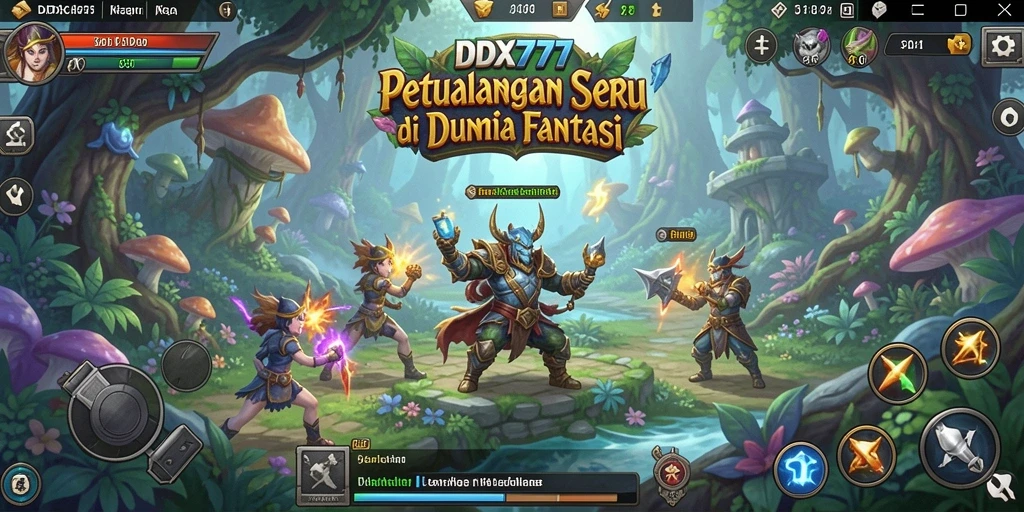 Screenshot gameplay IDX777 menampilkan petualangan di dunia fantasi yang memukau.