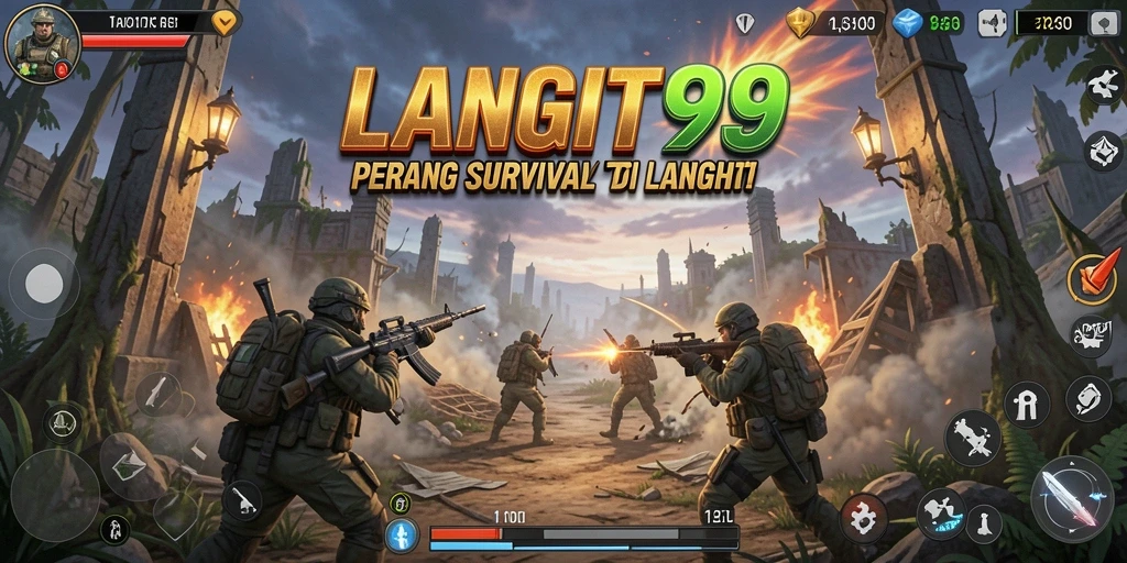 Gameplay LANGIT99 yang intens dalam pertarungan Battle Royale.