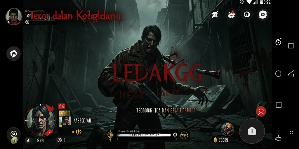 Gameplay menyeramkan di <strong>LEDAKGG</strong> dengan atmosfer menakutkan.