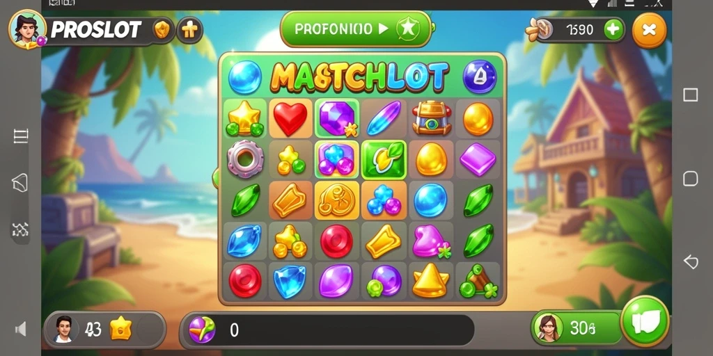 Gameplay seru Match-3 dengan grafis memukau.