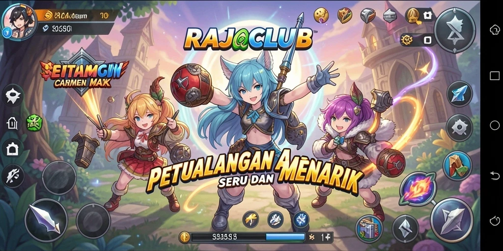 Tampilan gameplay seru dalam RAJACLUB dengan karakter Anime.