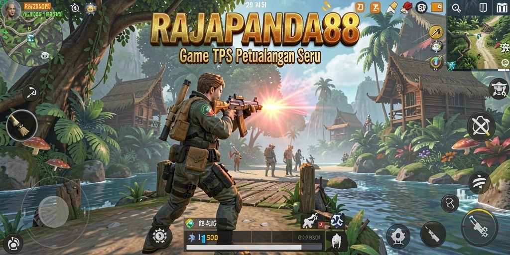 Tampilan aksi seru dalam RAJAPANDA88 saat bertempur melawan musuh.