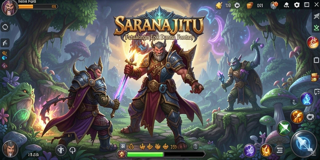 Screenshot gameplay SARANAJITU dengan karakter beraksi di battle.