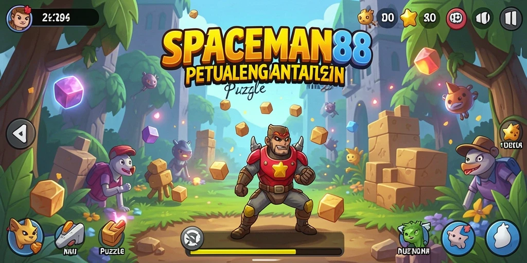 Tampilan gameplay menarik dari SPACEMAN88 dengan tantangan Puzzle yang seru.