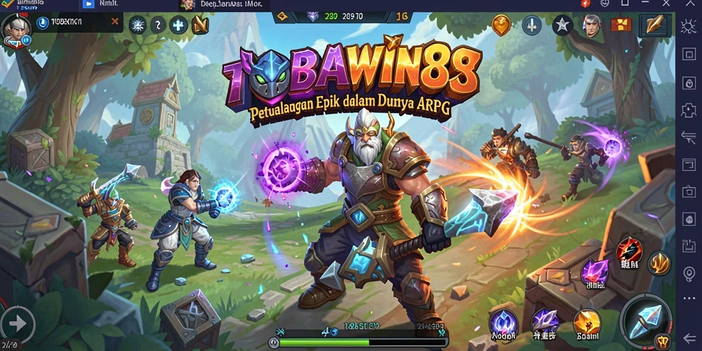 Tampilan dinamis gameplay ARPG TOBAWIN88 dengan pertarungan seru.
