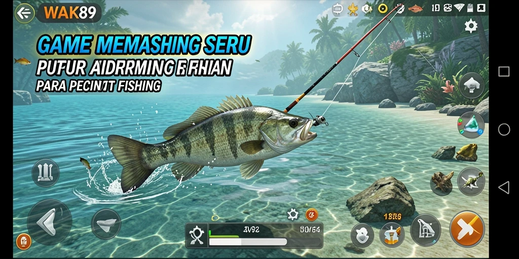 Tampilan gameplay seru saat menangkap ikan di WAK89.
